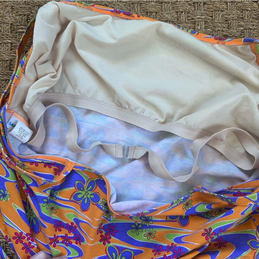Groovy 90's Vintage High Waisted Two Piece Tankini Swimsuit Set Plus Size - Picture 4 of 6